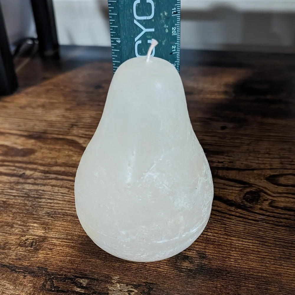Pear Shaped Unscented Wax Candle in White